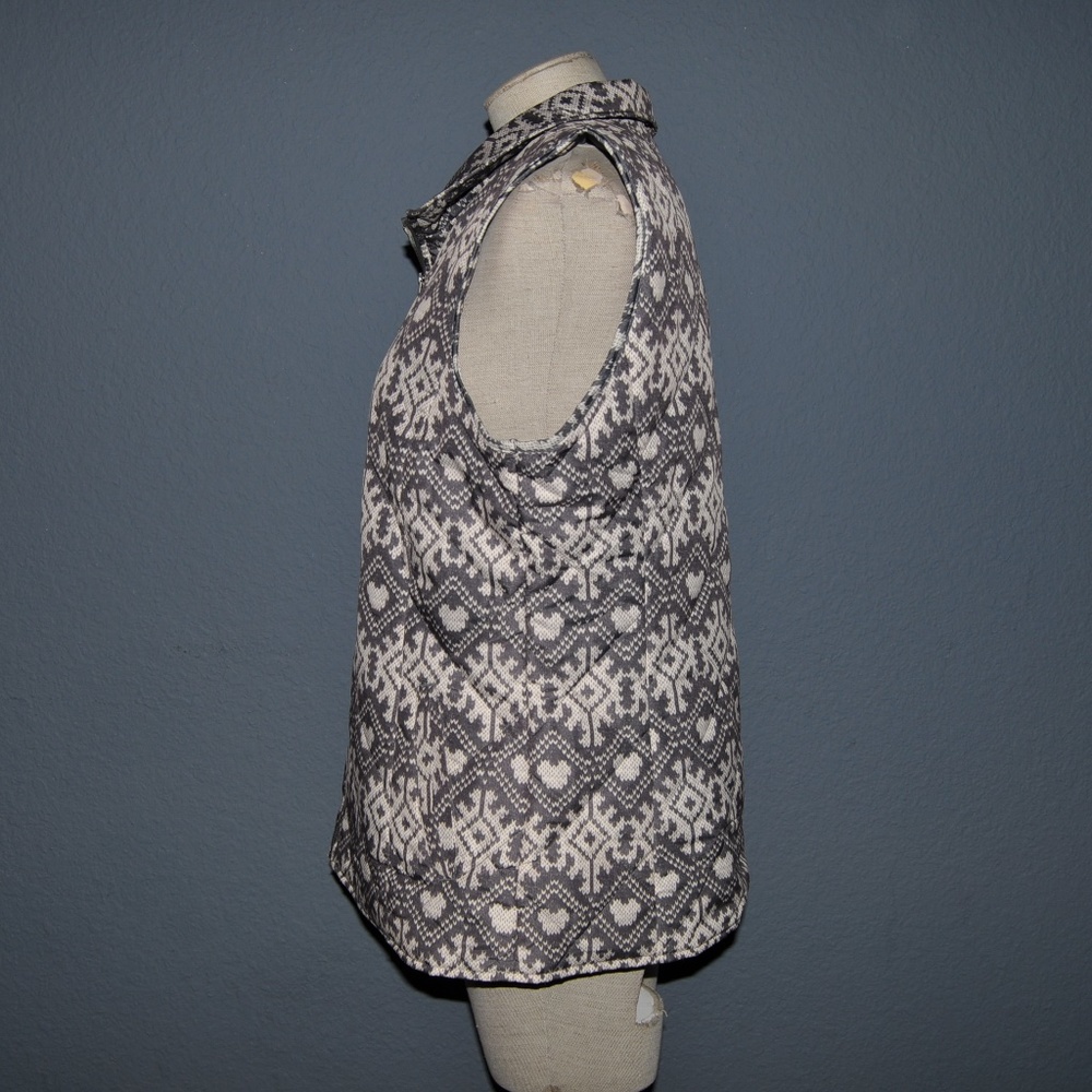 051 COLDWATER CREEK Gray Print Quilted Vest sz XL/16 Women's - Picture 7 of 8